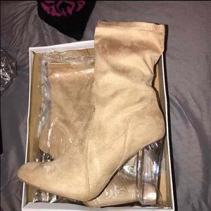 Clear heel boots
