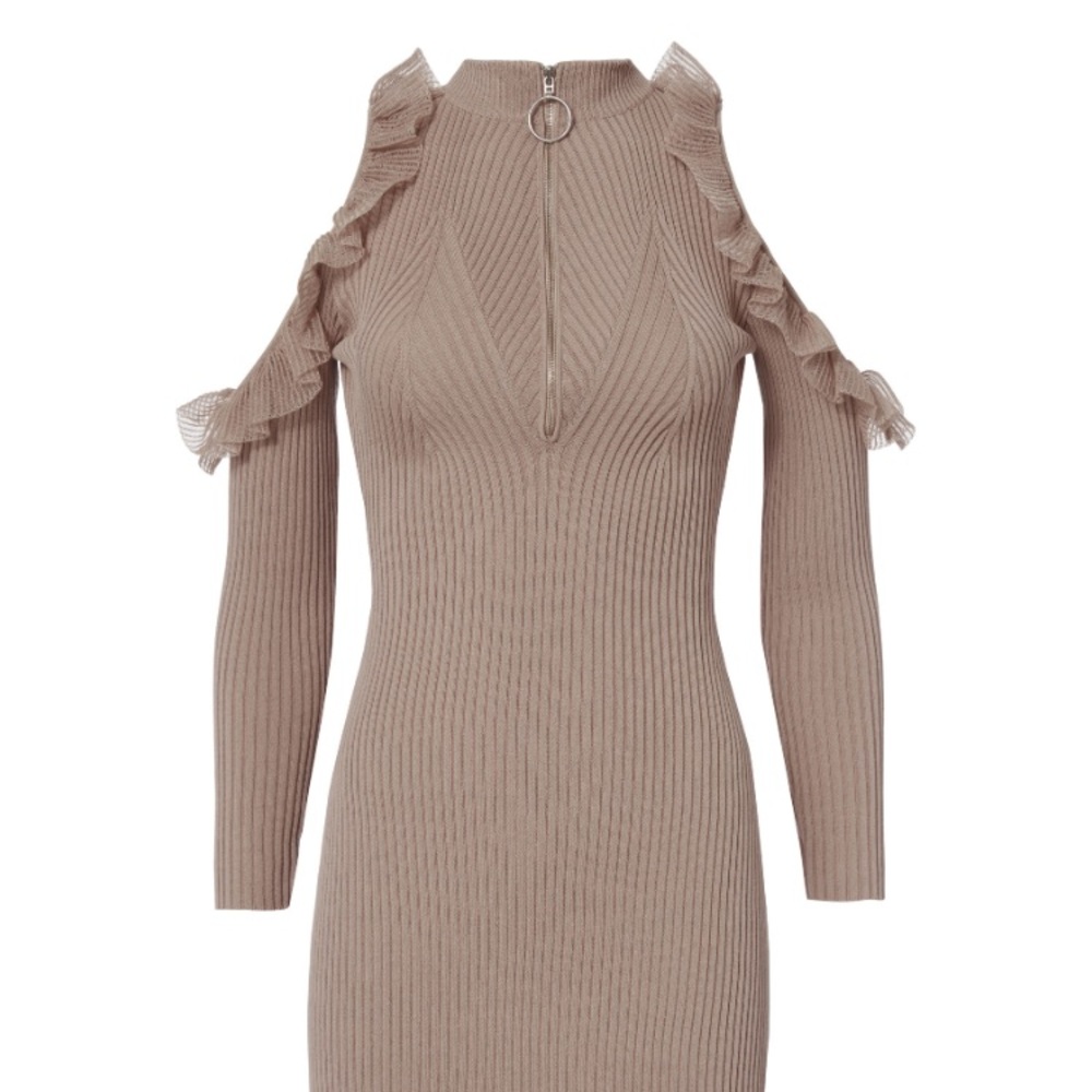 NWT: self-portrait sz sm cold shoulder zip up dres - Picture 2 of 4