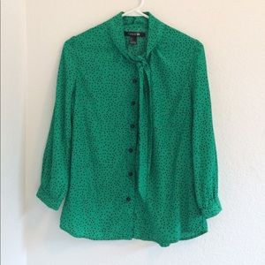 Green Tie-Neck Blouse