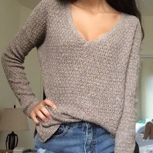 American Eagle Brown V-Neck Sweater