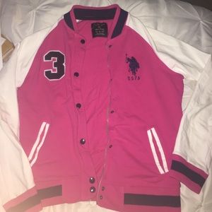 Pink polo zip up jacket