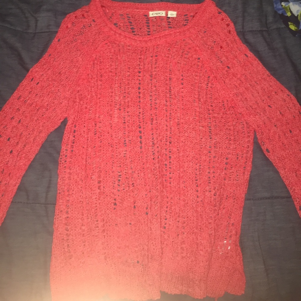 Coral Crochet Sweater