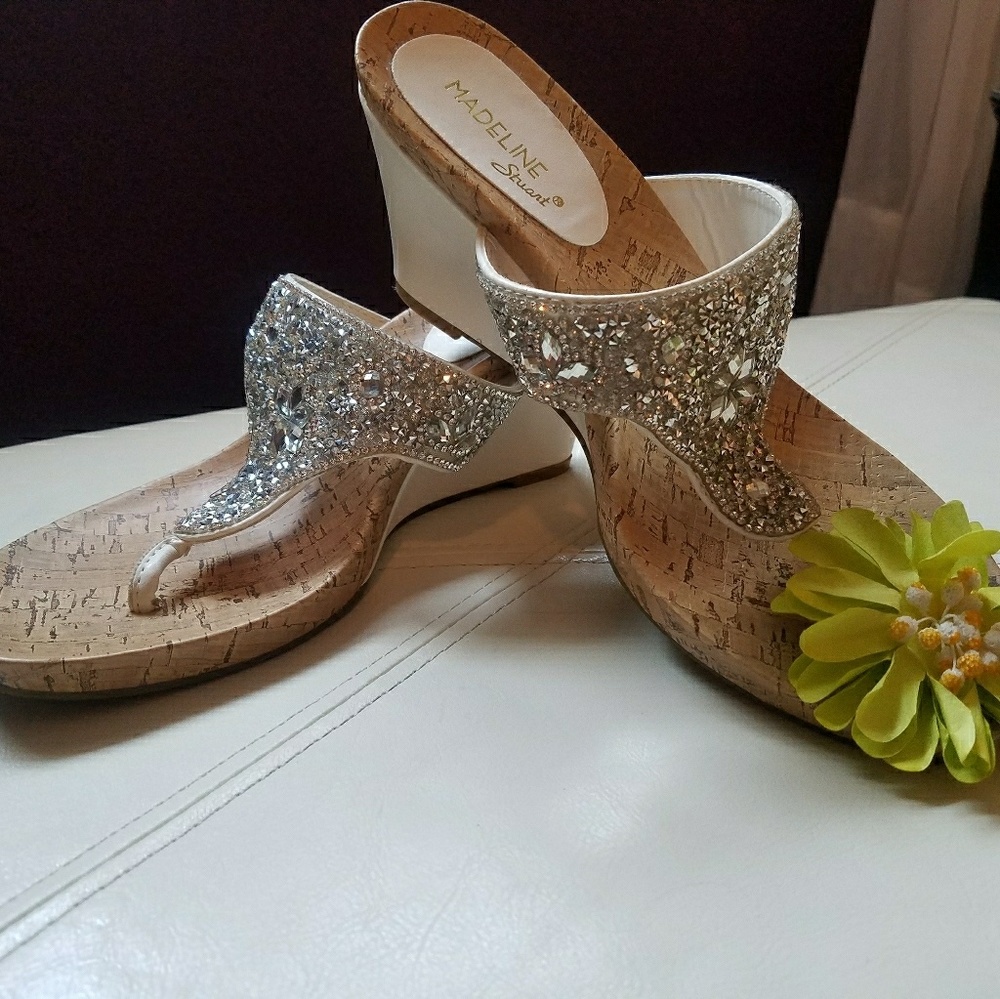 NEW! White diamond sandals. Never worn
