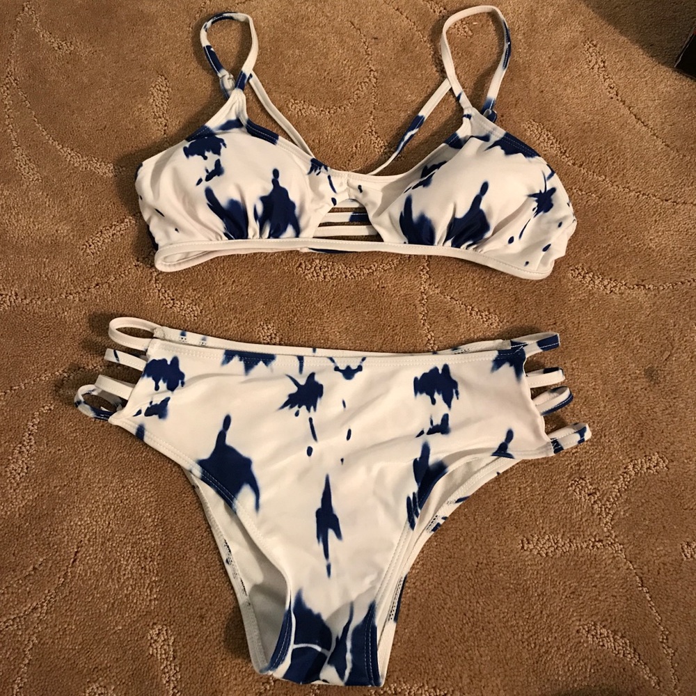 Blue and White Tie Dye Bikini