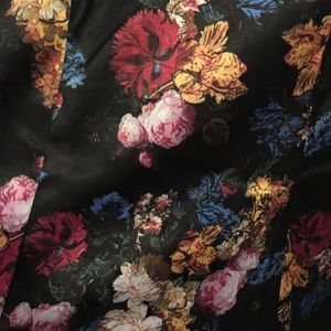 Floral halter trumpeted satin dress