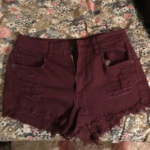 Hi rise stretch American eagle burgundy shorts