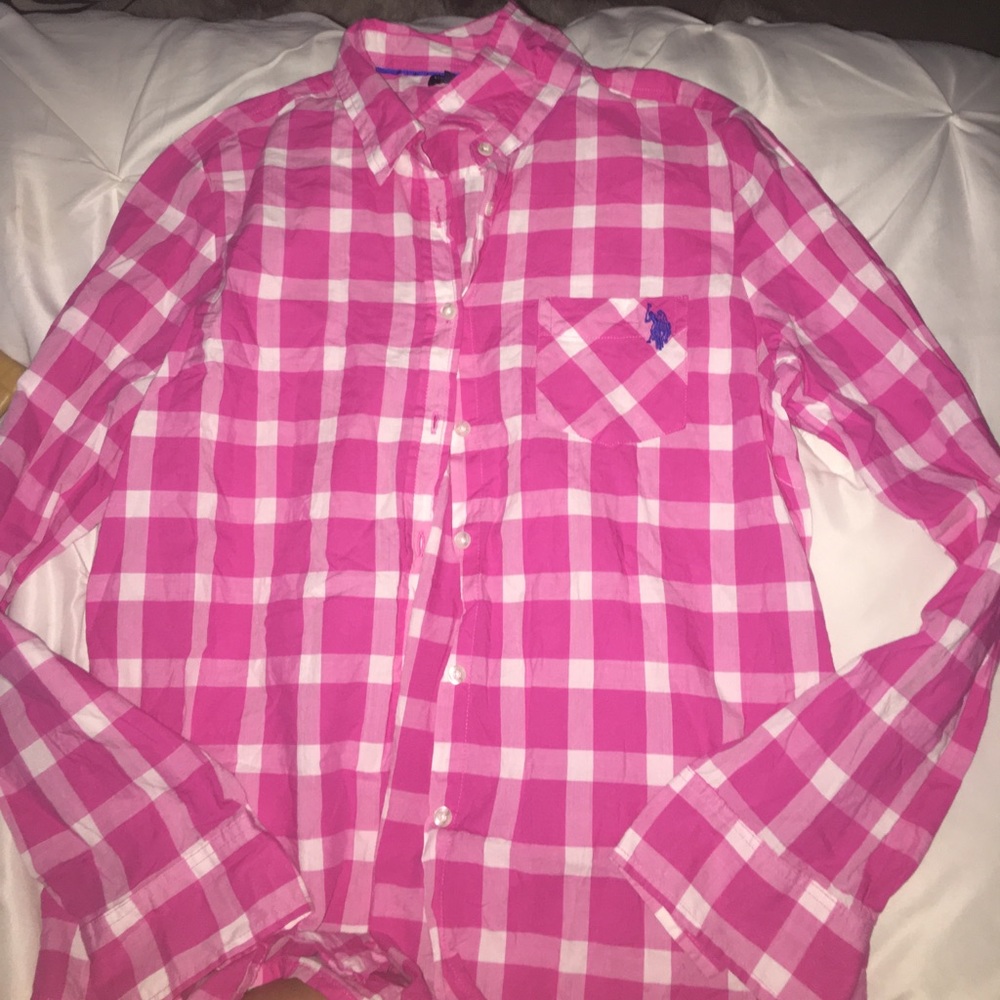 Girls checkered polo button up