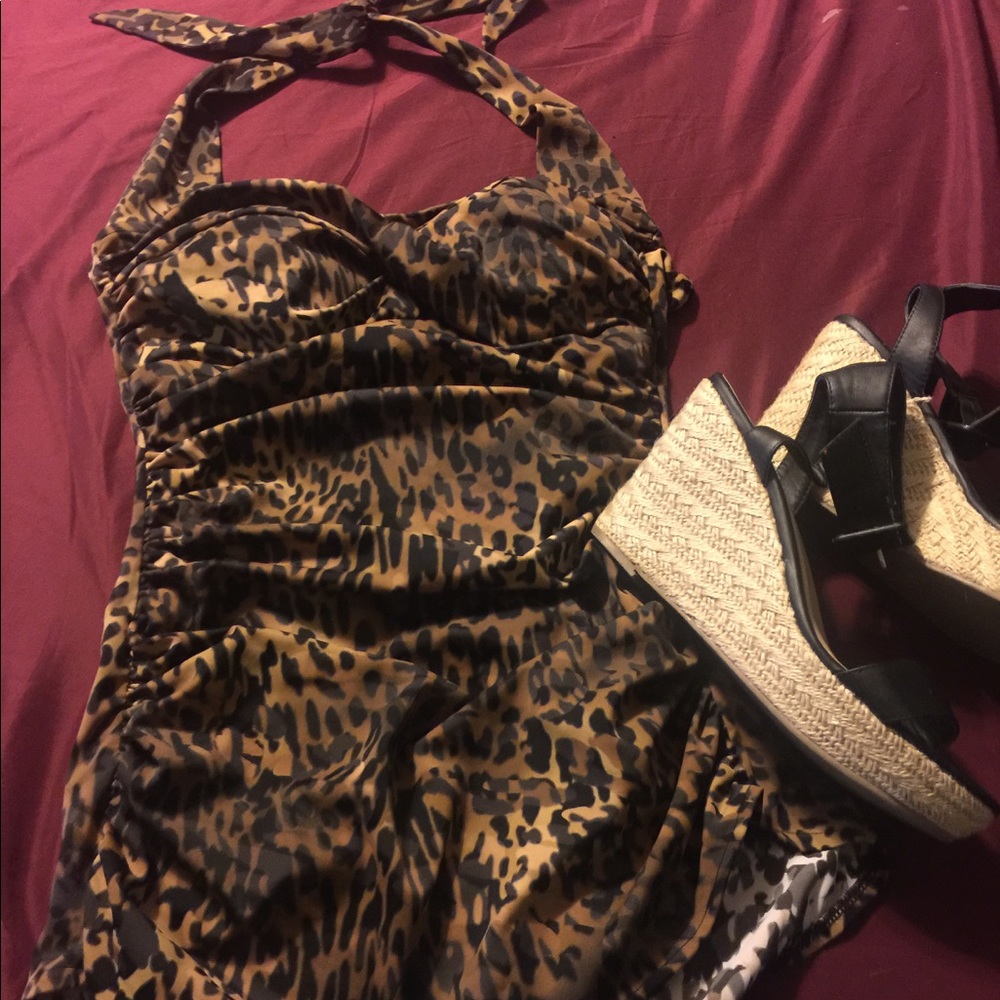 Cheetah print bathing suit