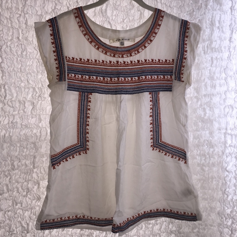 Patterned White T-Shirt