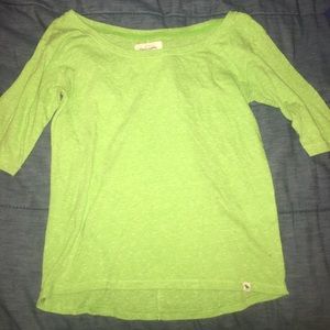 Distressed 3/4 Sleeve Green Top