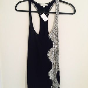 Black and cream lace tank - ANGL