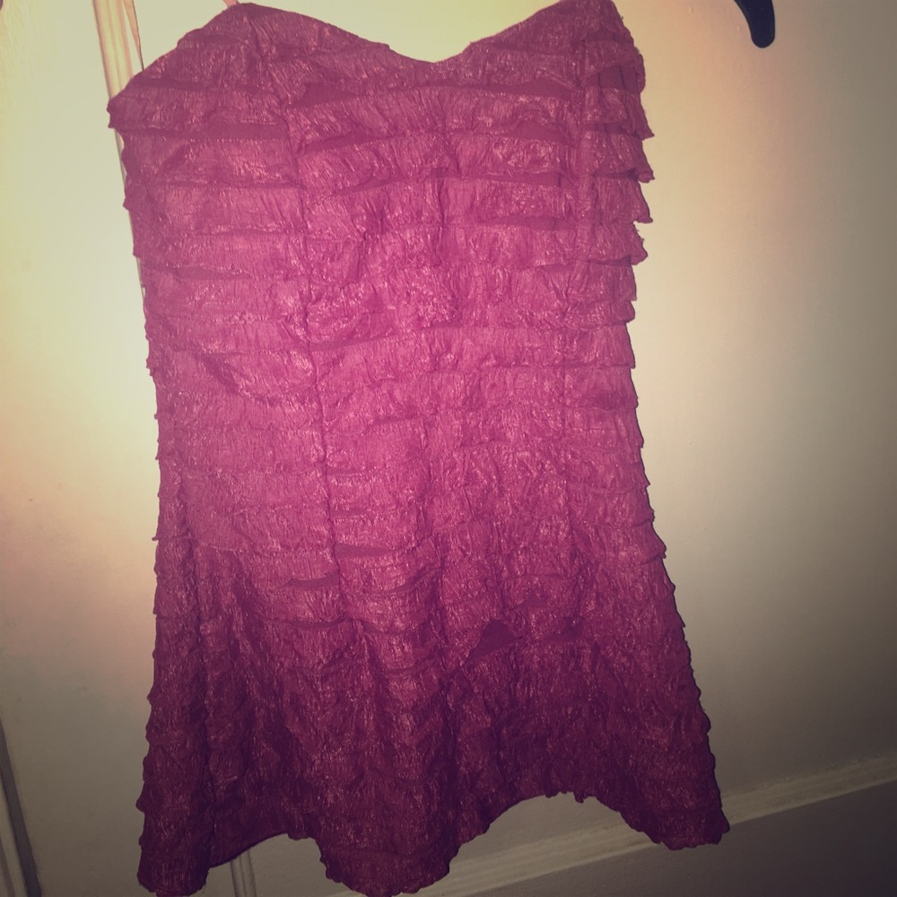 Pink ruffled tube top