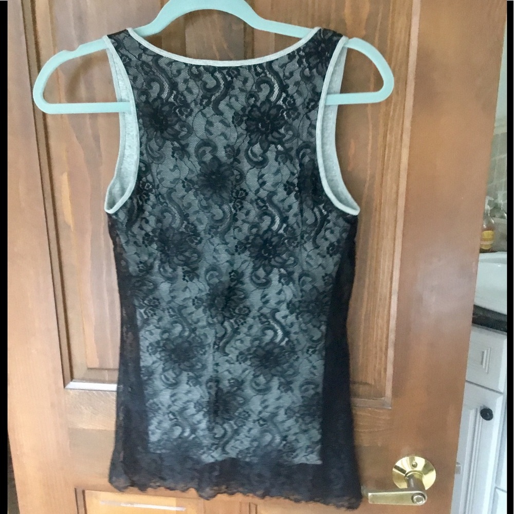 Grey tank with black lace overlay - Picture 2 of 2