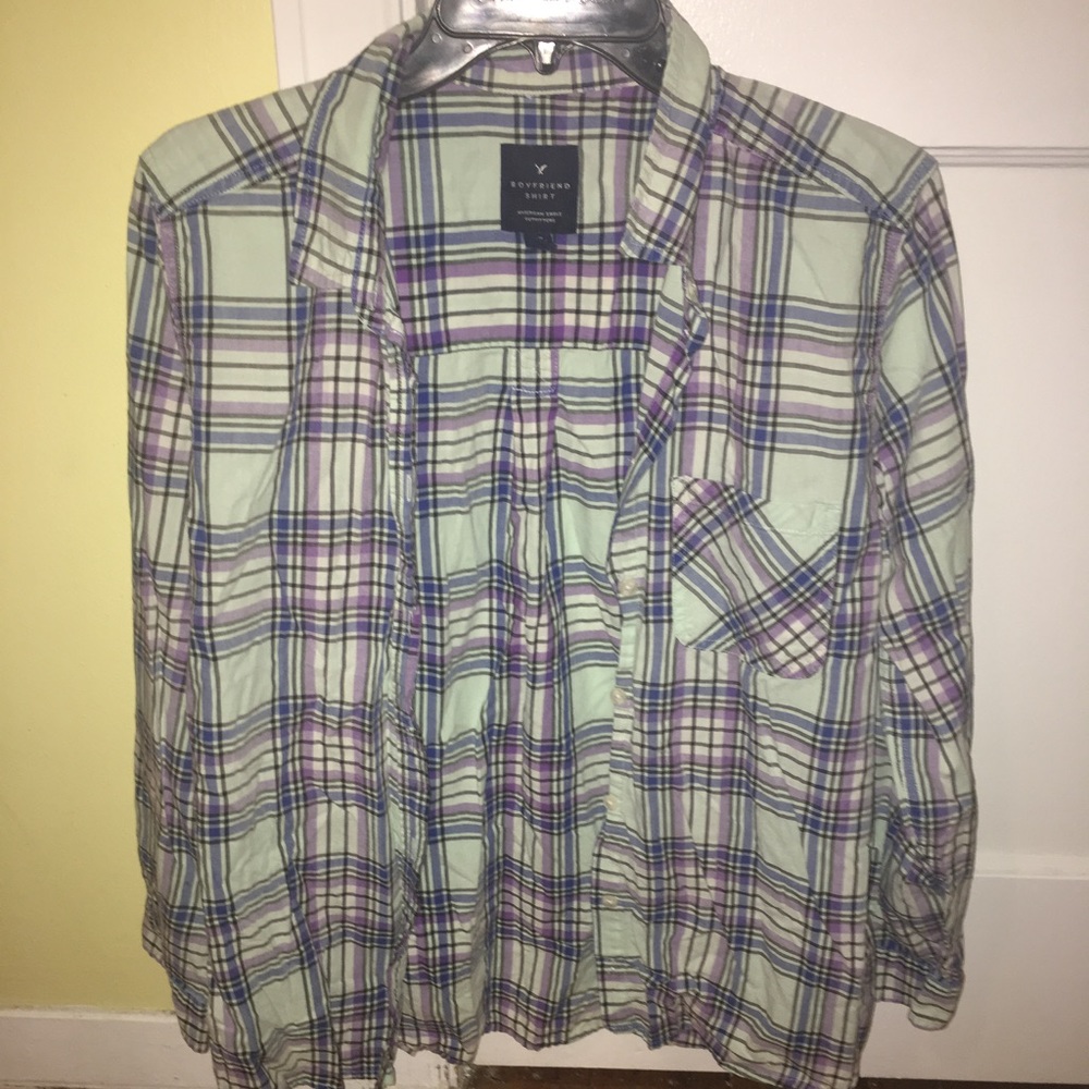 Plaid boyfriend button up shirt