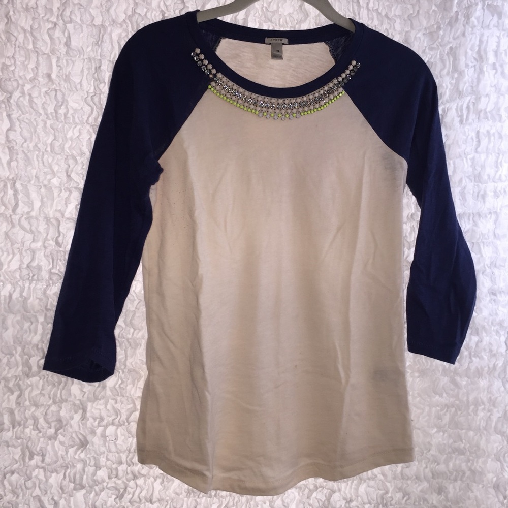 J. Crew Studded Necklace Baseball Tee