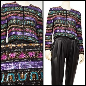 Multicolored Long Sleeve Beaded Jacket