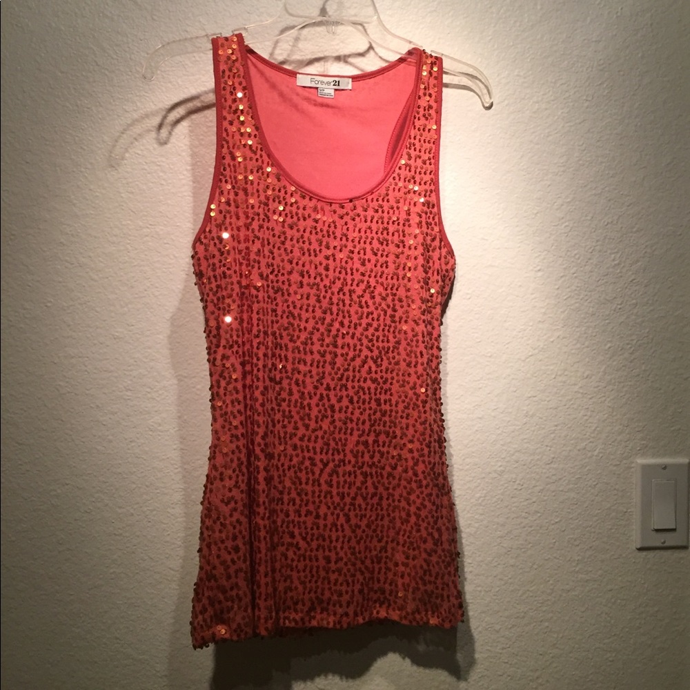 Orange sequin tank top from forever 21