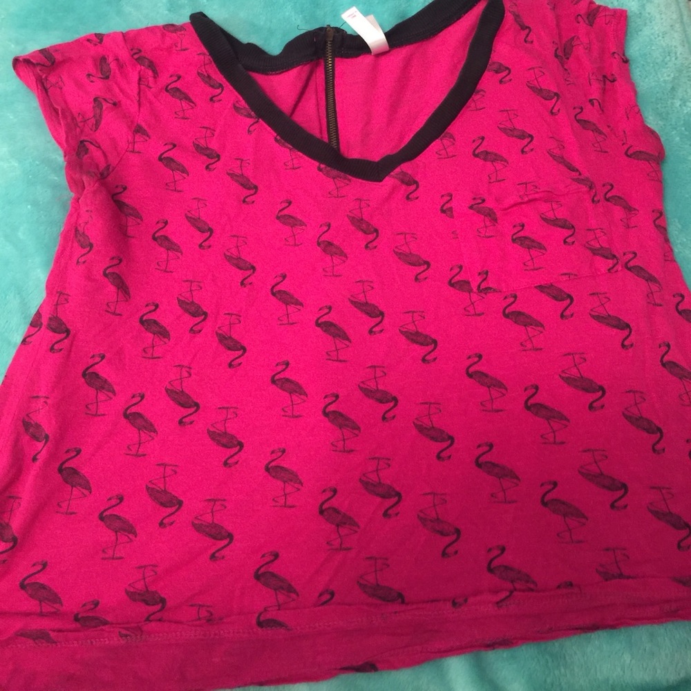 Pink flamingo crop top