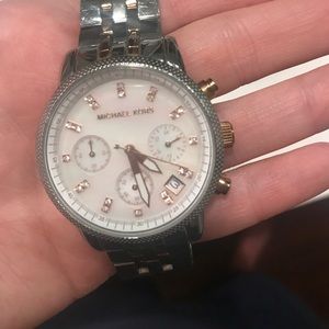 rose gold and silver with diamonds oversized watch