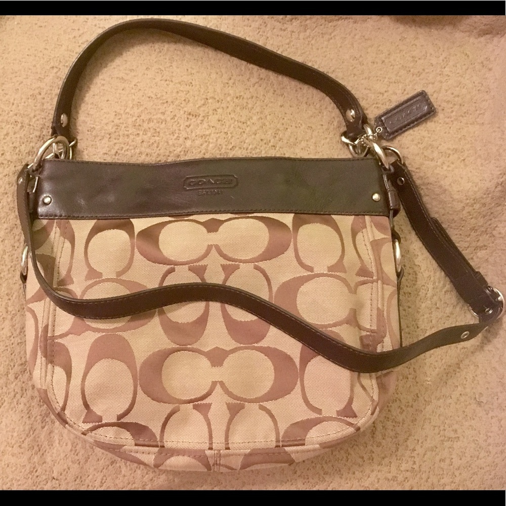 Authentic Coach Brown Monogram Canvas & Leather