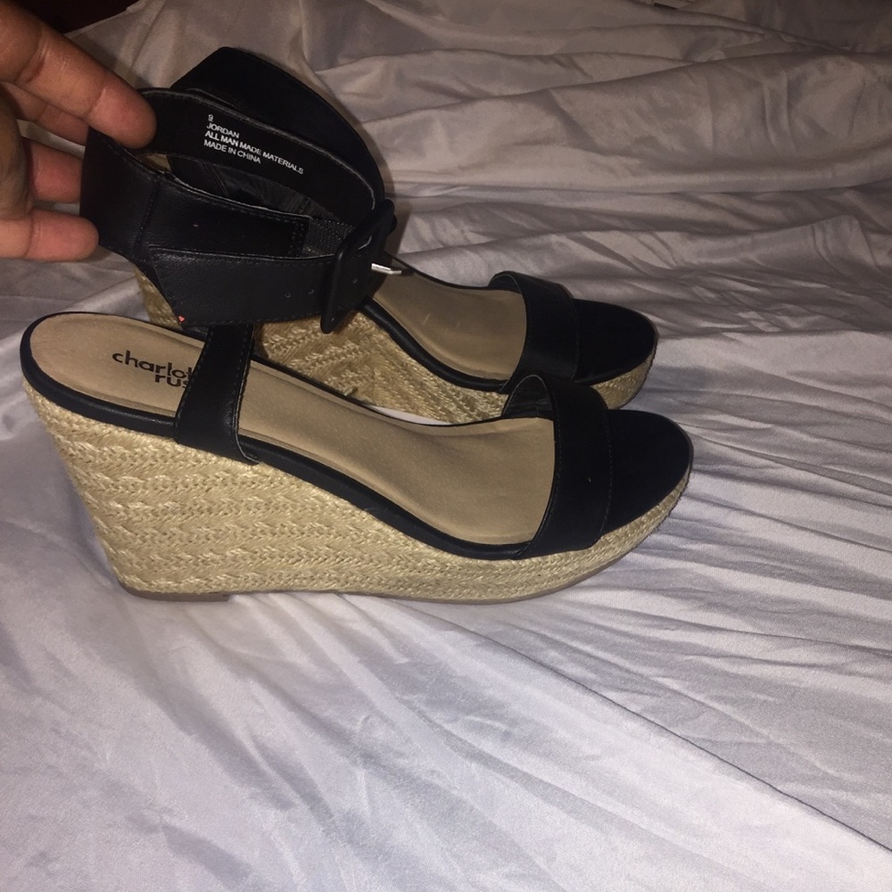 Black espadrille wedges