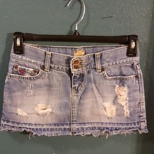 Distressed Denim low rise skirt