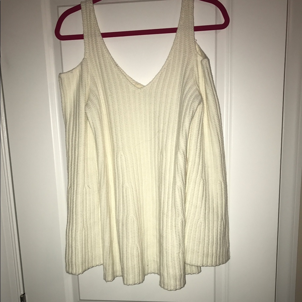 Anthropologie bell sleeves, cold shoulder sweater