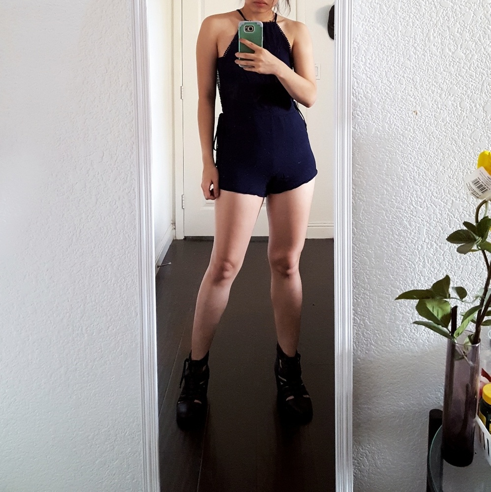Navy halter romper