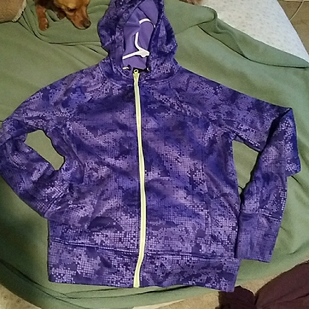 Purple zip up jacket with hood