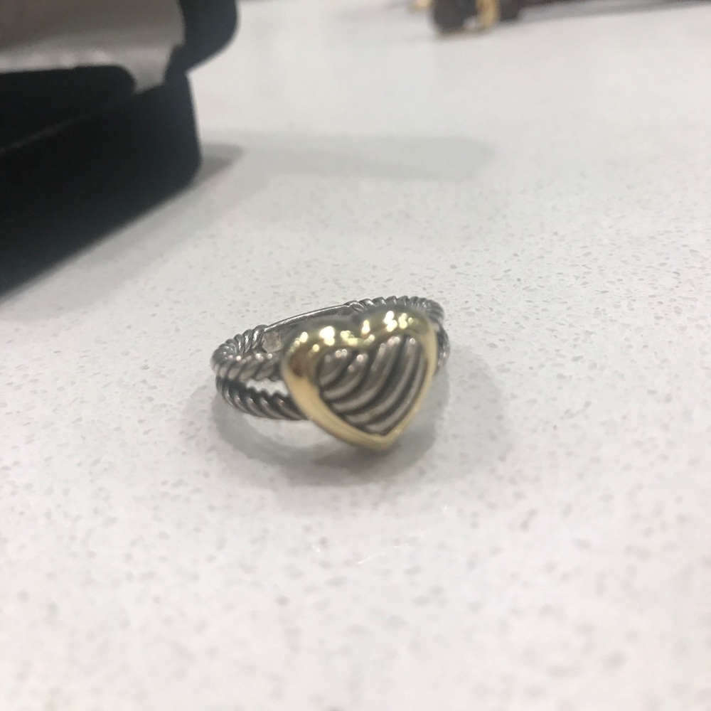 David Yurman white and yellow gold heart ring