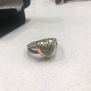 David Yurman white and yellow gold heart ring