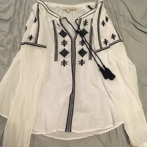 LOFT Flowy Patterned L.S. Top