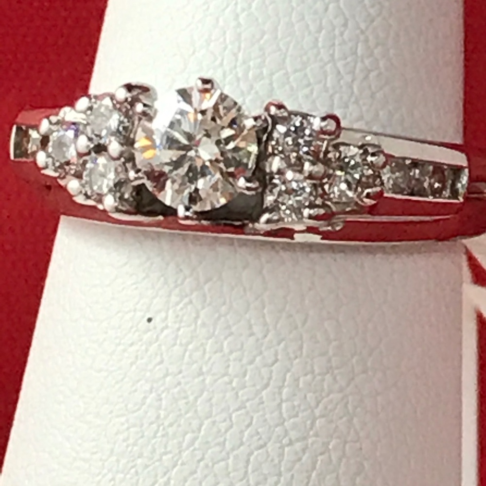 Diamond Ring with Guard 3/4th Ct in 14K White Gold