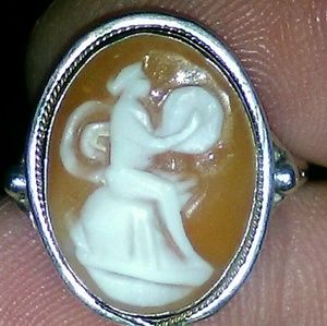 Carved Shell Cameo of a Woman Playing a Lyre set
