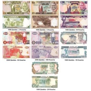 Zambia Currency Set UNCIRCULATED BV $50