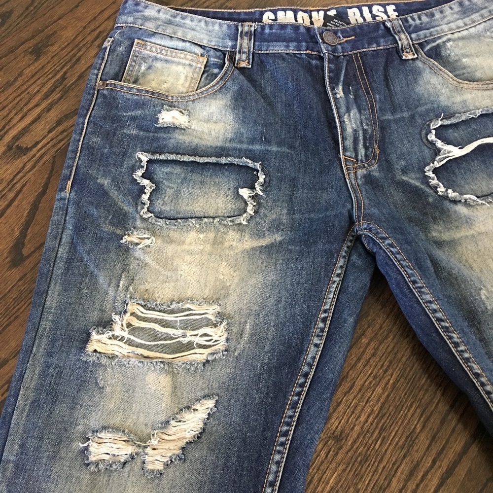 Smoke Rise Men's Heavy Rip & Repair Straight Jeans