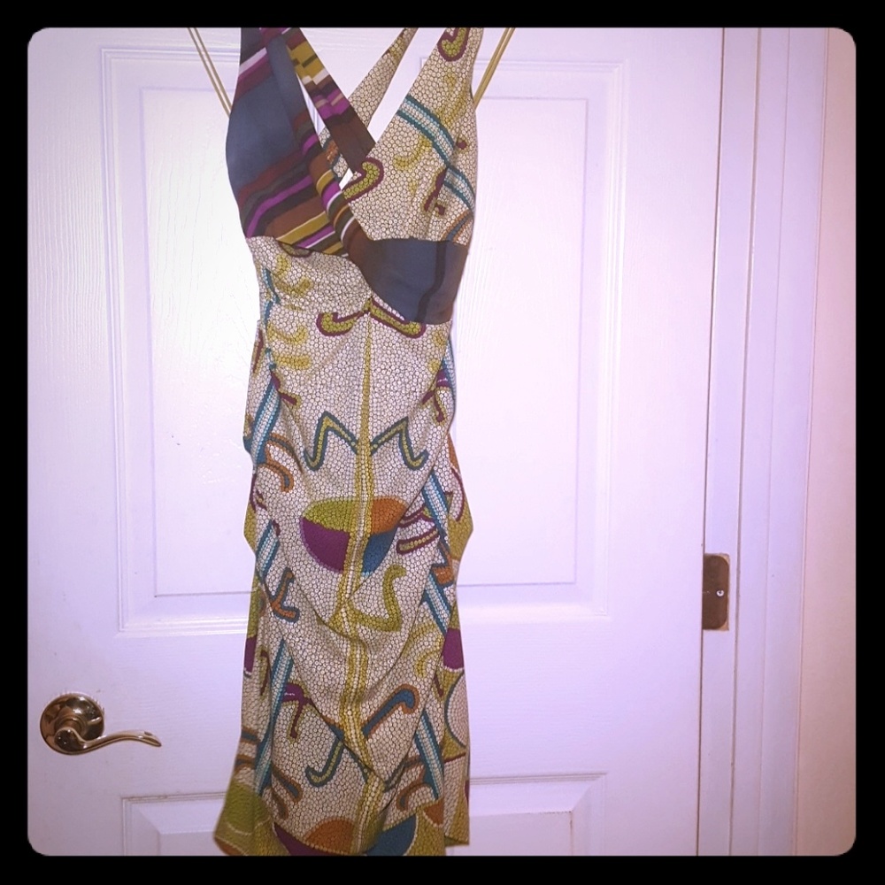 Unique Nicole Miller Rouched Crossover Dress