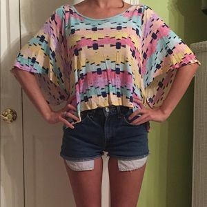 Multicolor tulip back crop top