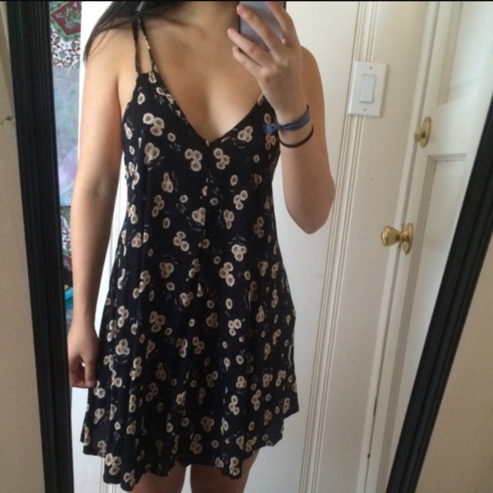 Brandy Melville Black Floral Selda Dress