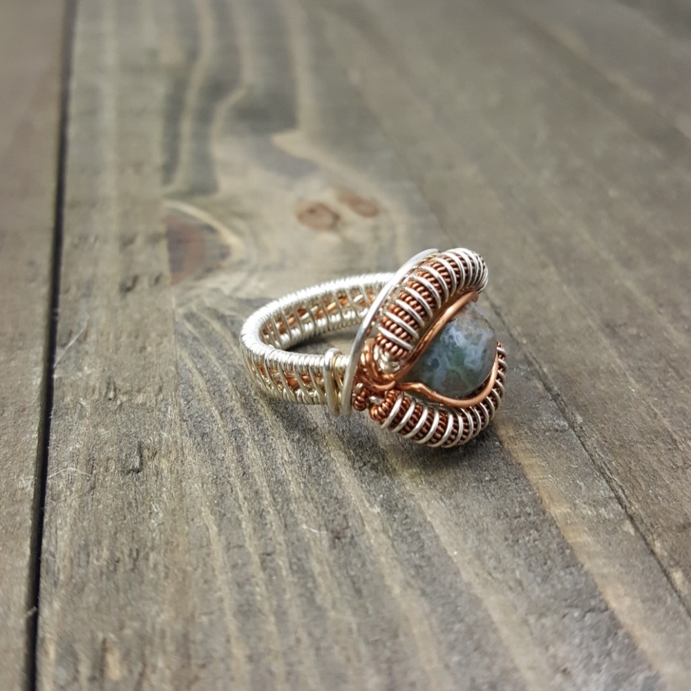 🔴SOLD🔴Fancy Jasper Sterling Silver Copper Ring - Picture 4 of 7