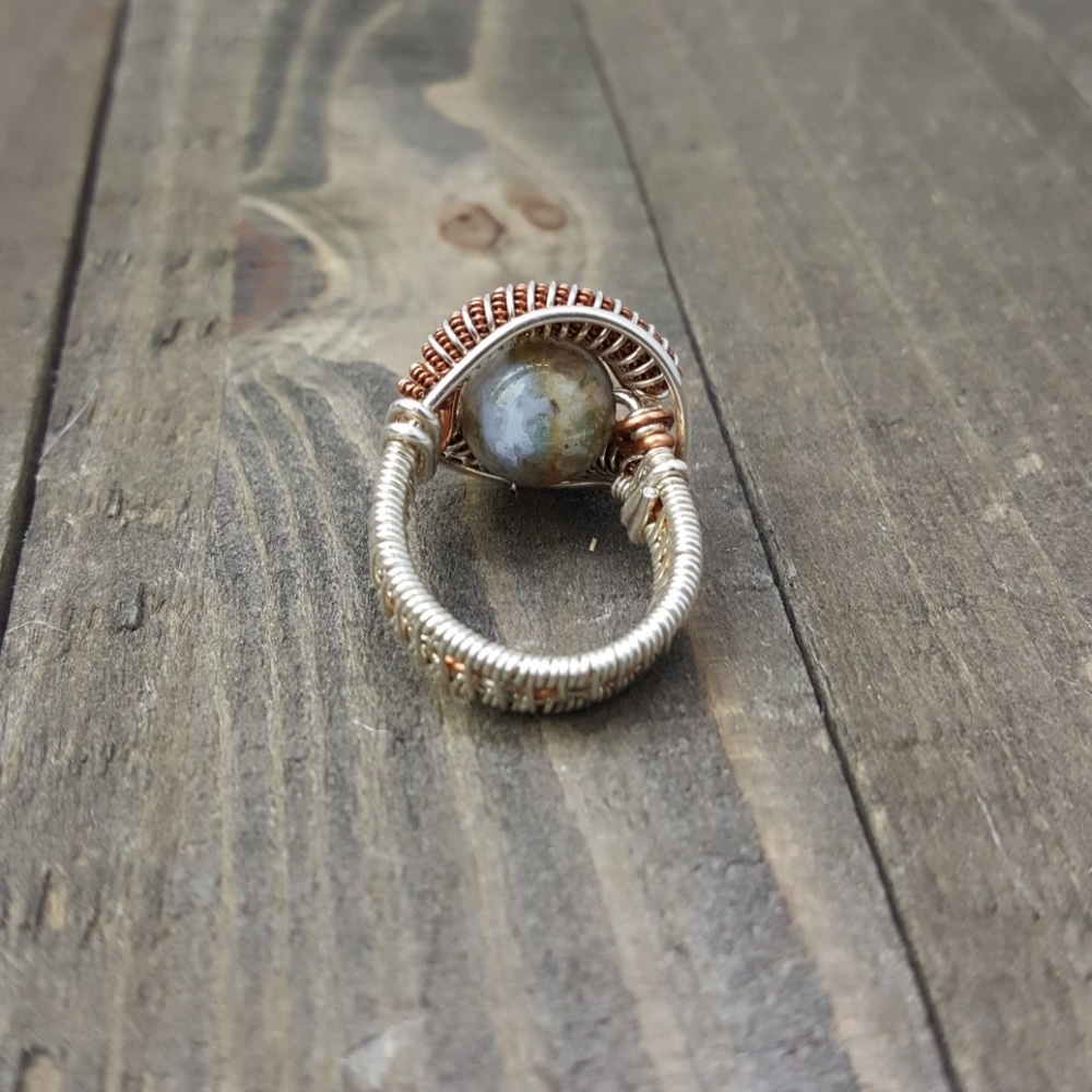 🔴SOLD🔴Fancy Jasper Sterling Silver Copper Ring - Picture 5 of 7