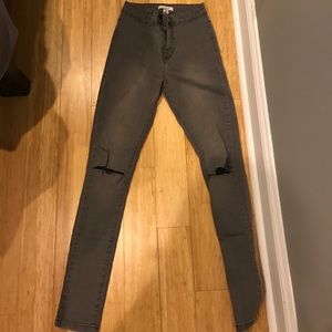 Grey slashed high waisted forever 21 jeans