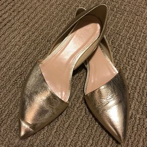 J.Crew Pale Gold Sloan D' Orsay Leather Sz 9 Flats