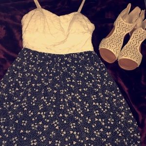 White top dress with floral black and white bottom