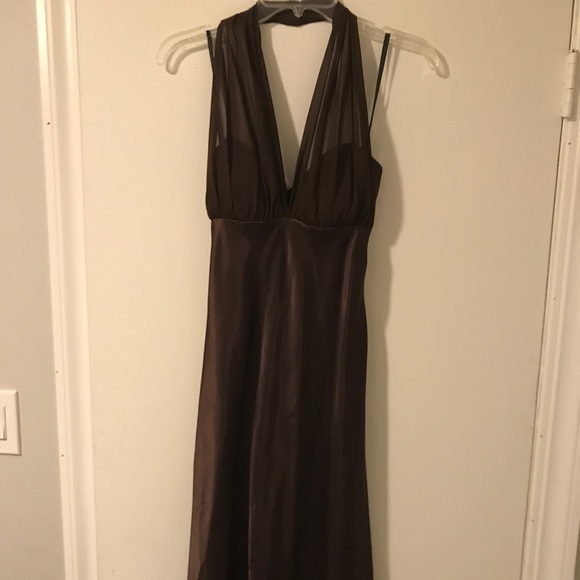 Chocolate brown silk gown - Picture 1 of 4