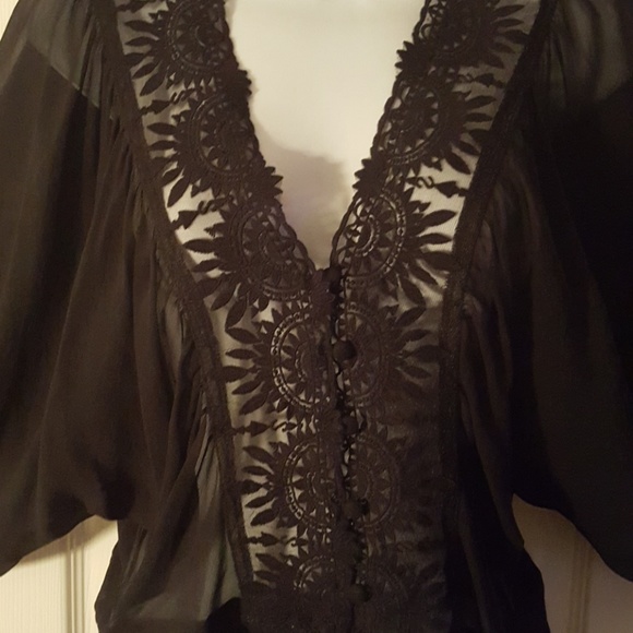 Black Sheer Blouse. - Picture 2 of 6