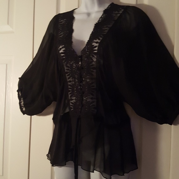 Black Sheer Blouse. - Picture 3 of 6