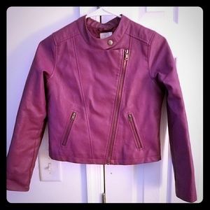 Purple girls faux leather jacket