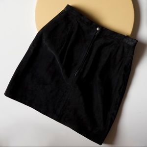 Black vintage suede mini skirt