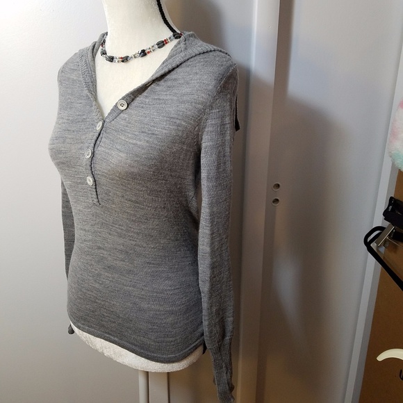 Kenneth Cole Women's Buttoned Faux Cowled Sweater - Picture 4 of 7